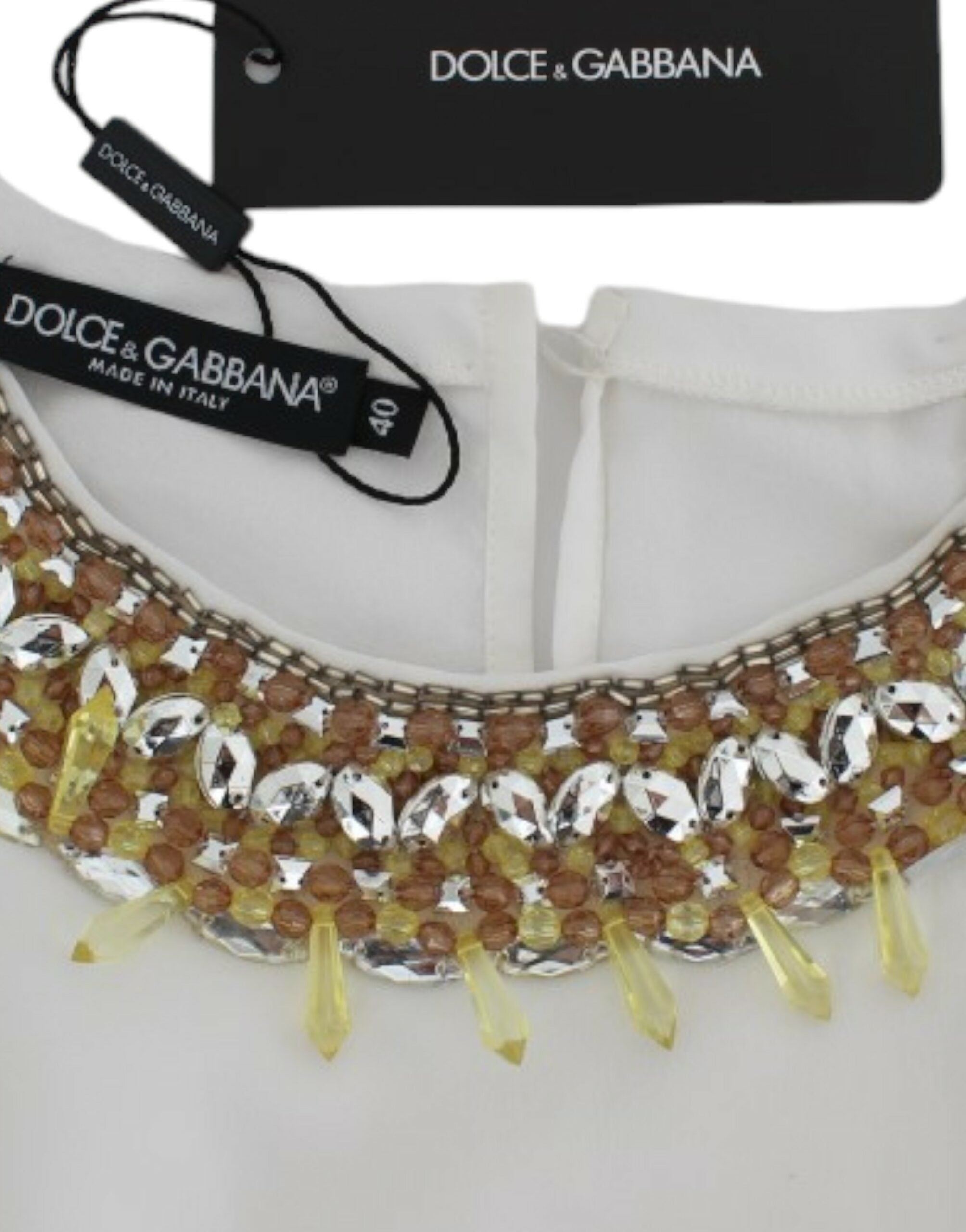 Dolce & Gabbana White crystal embellished tank top - PreLoved & Luxe