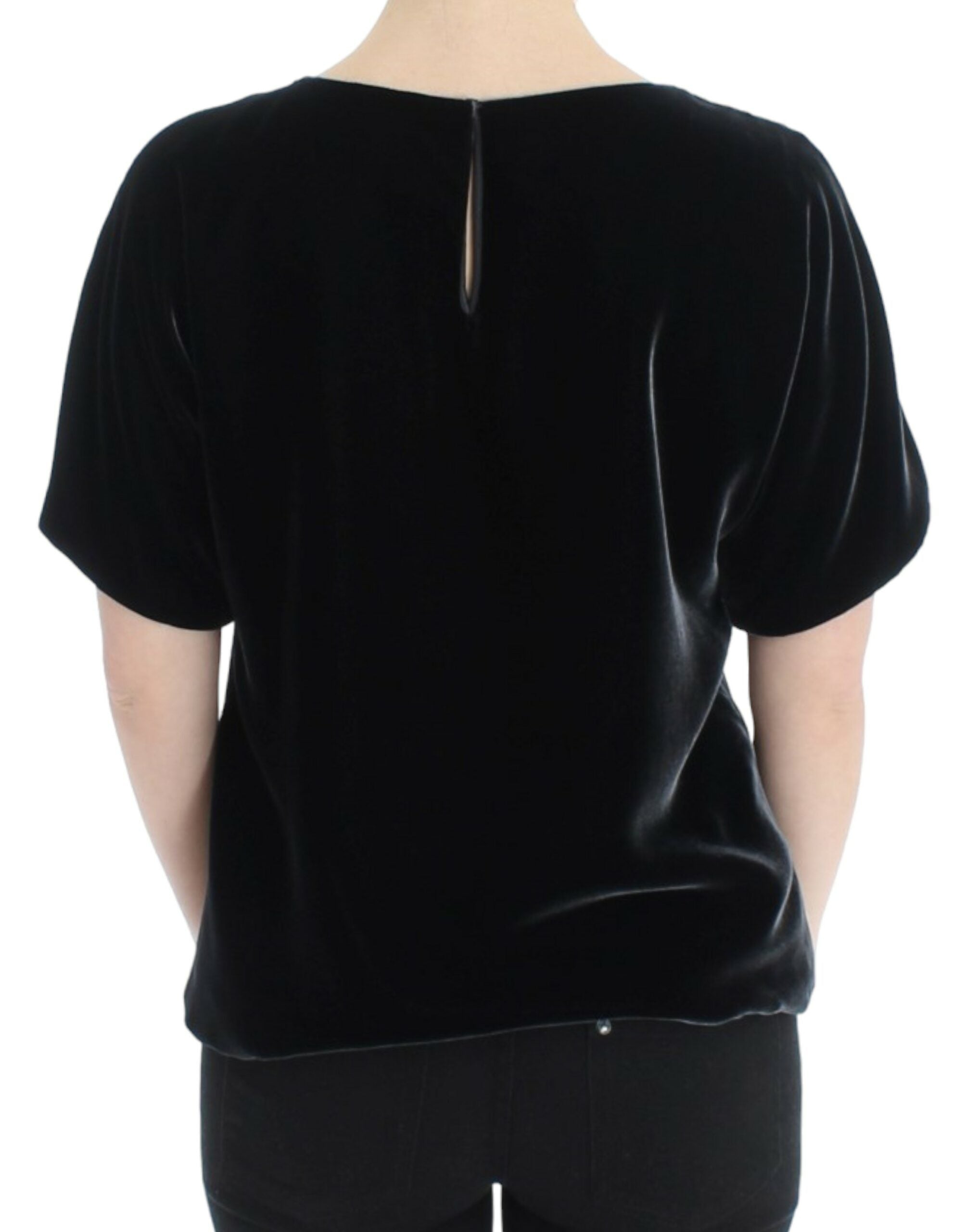 Dolce & Gabbana Black velvet shortsleeved blouse - PreLoved & Luxe