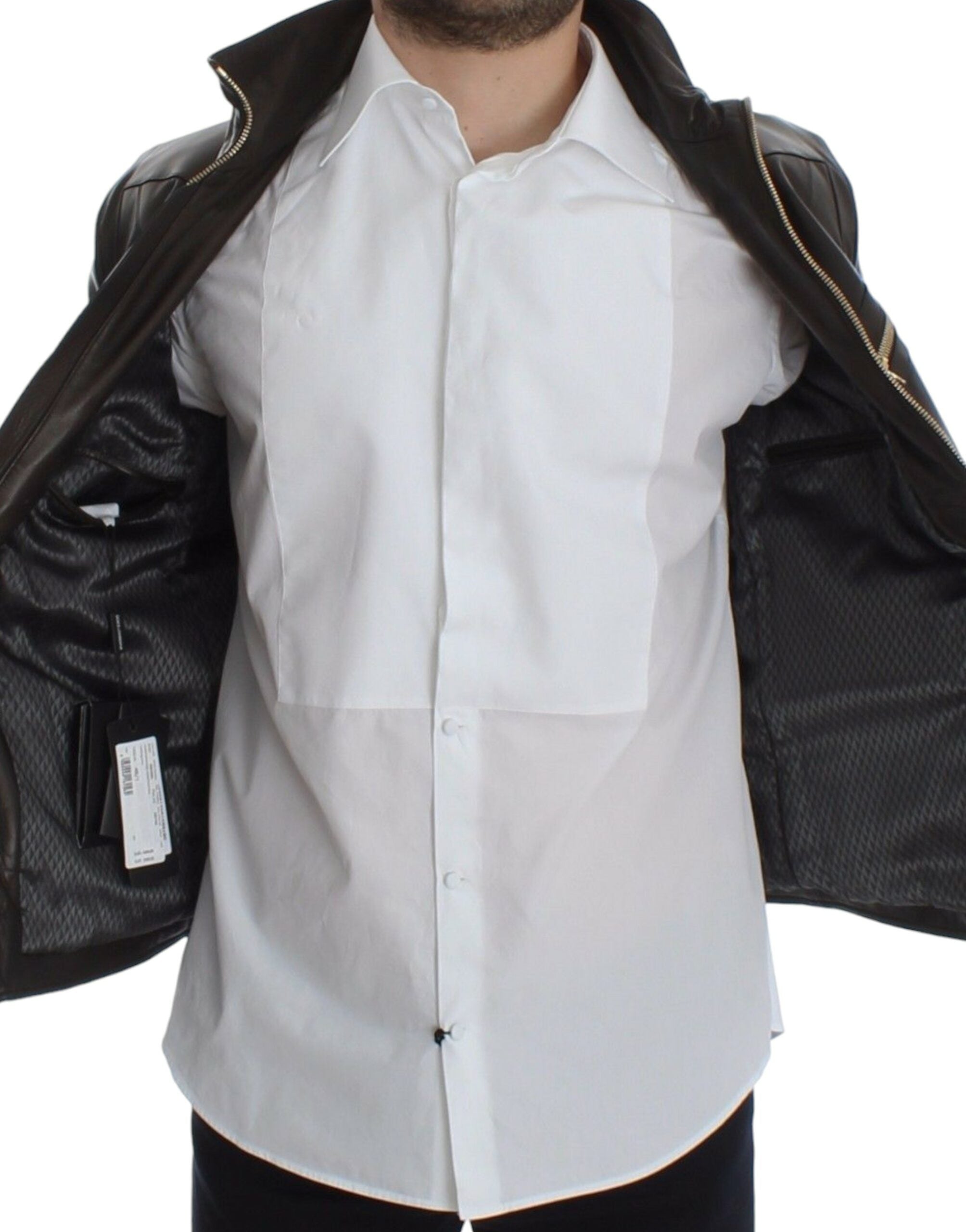 Dolce & Gabbana Brown Leather Leather Zipper Jacket - PreLoved & Luxe