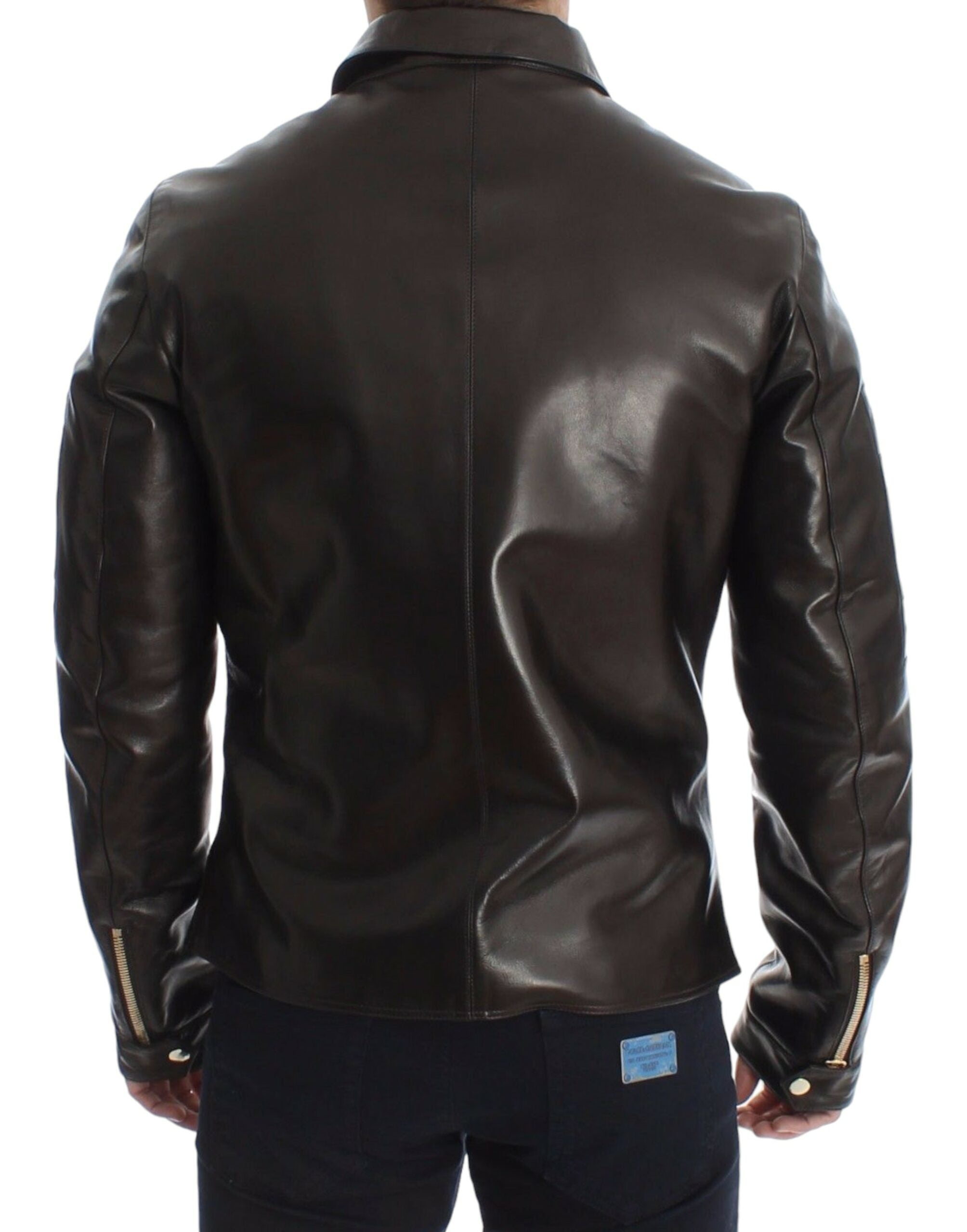 Dolce & Gabbana Brown Leather Leather Zipper Jacket - PreLoved & Luxe