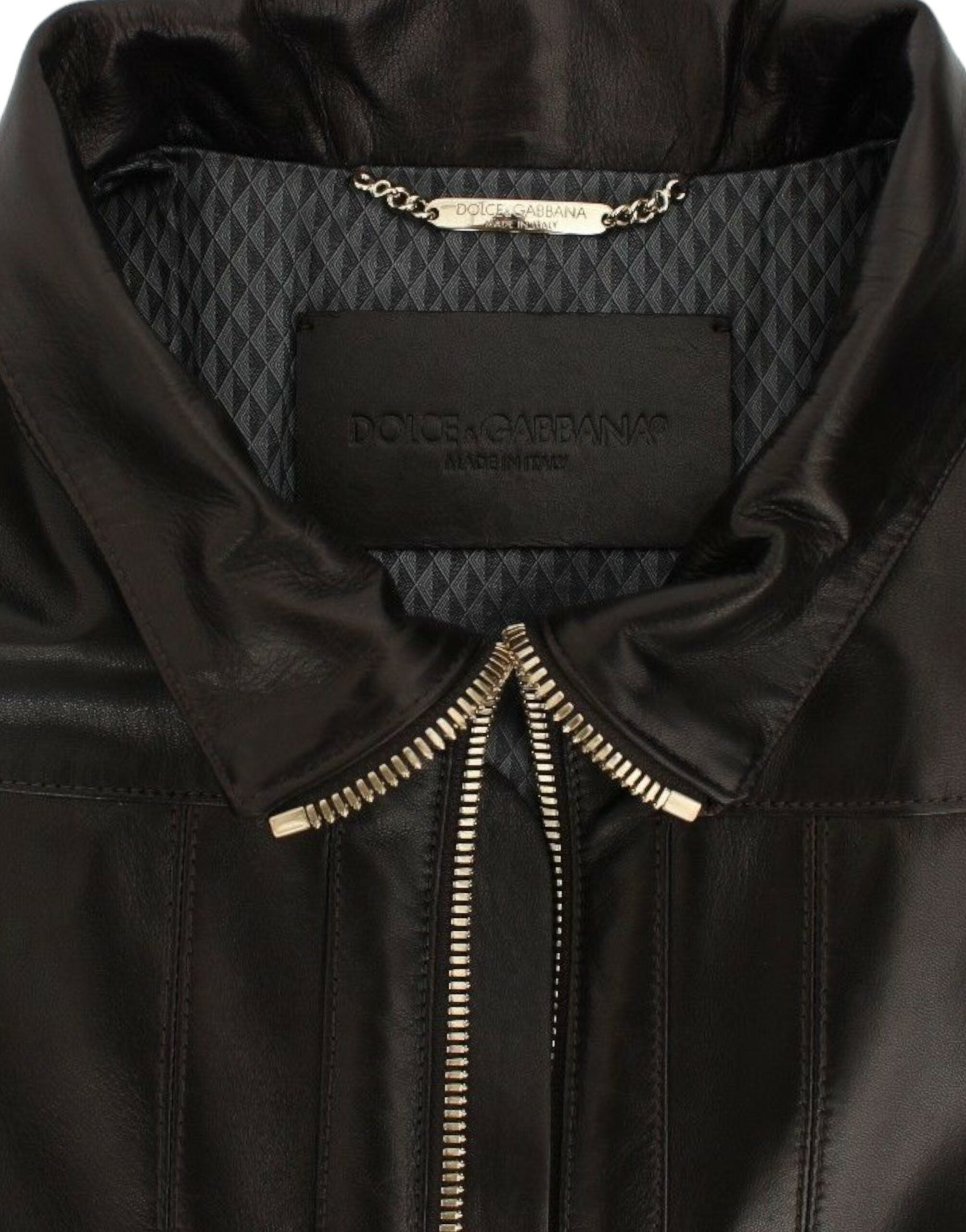 Dolce & Gabbana Brown Leather Leather Zipper Jacket - PreLoved & Luxe
