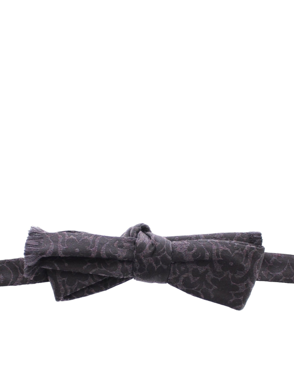 Dolce & Gabbana Dark Gray Wool Silk Brand Baroque Paisley Bow Tie Men
