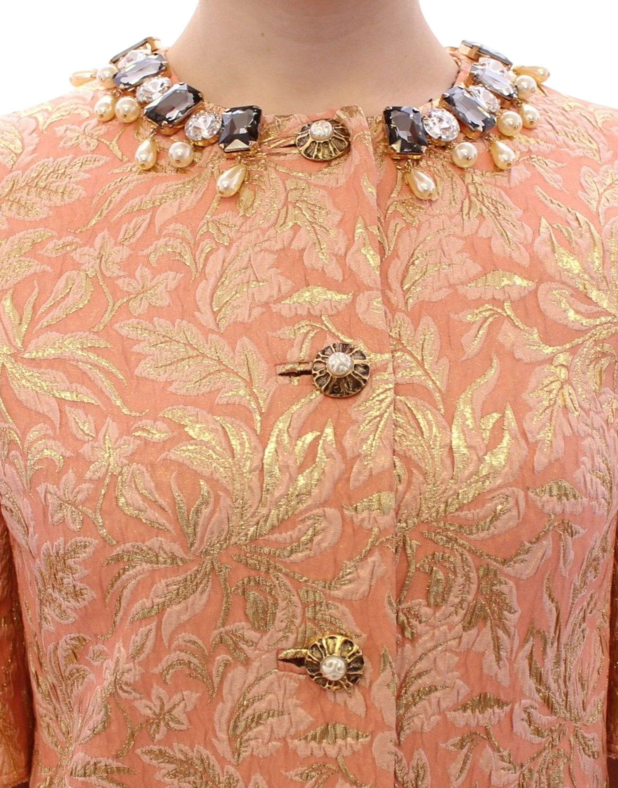 Dolce & Gabbana Pink Silk Brocade Crystal Jacket Coat - PreLoved & Luxe