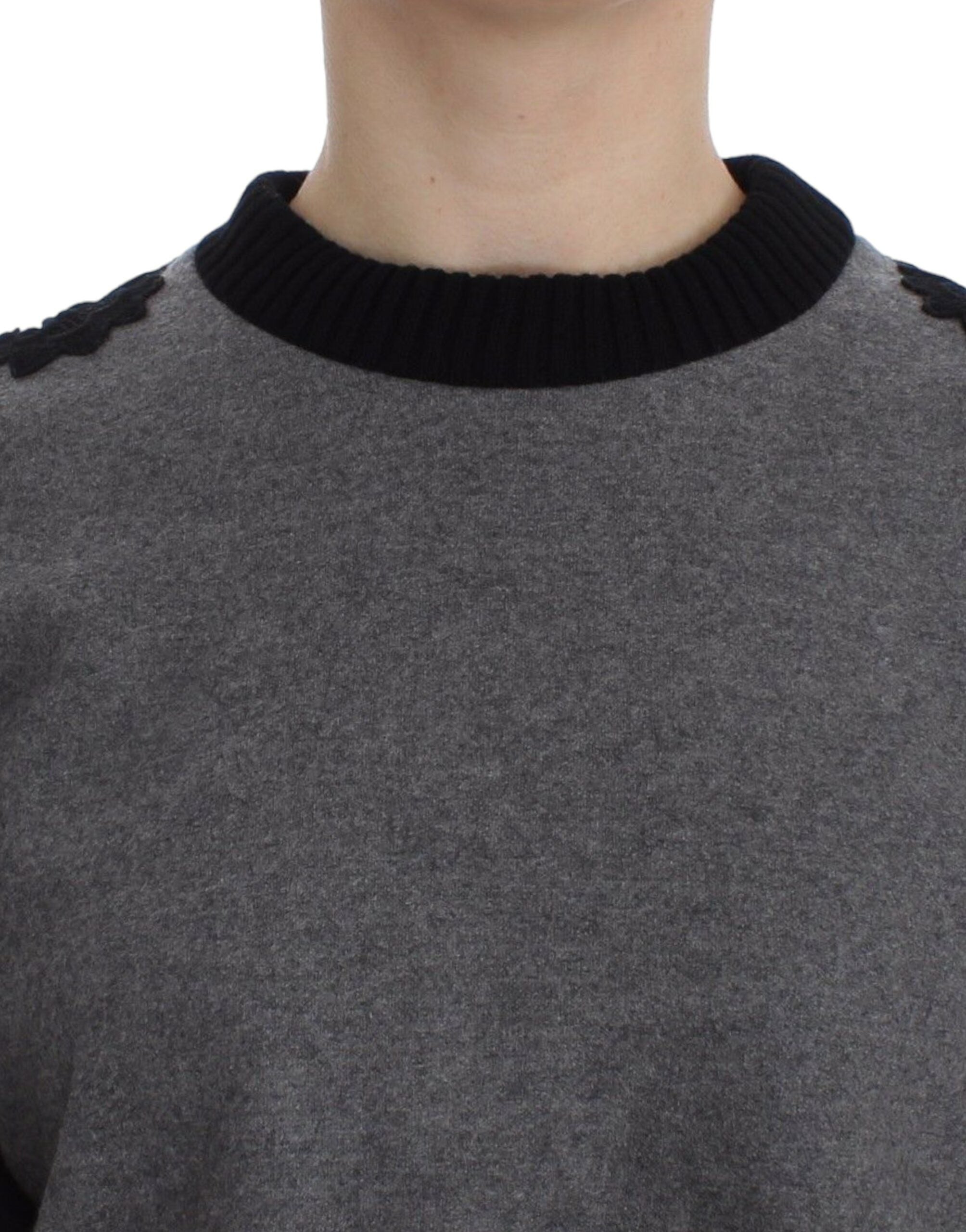Dolce & Gabbana Gray Black Lace Wool Cashmere Sweater - PreLoved & Luxe