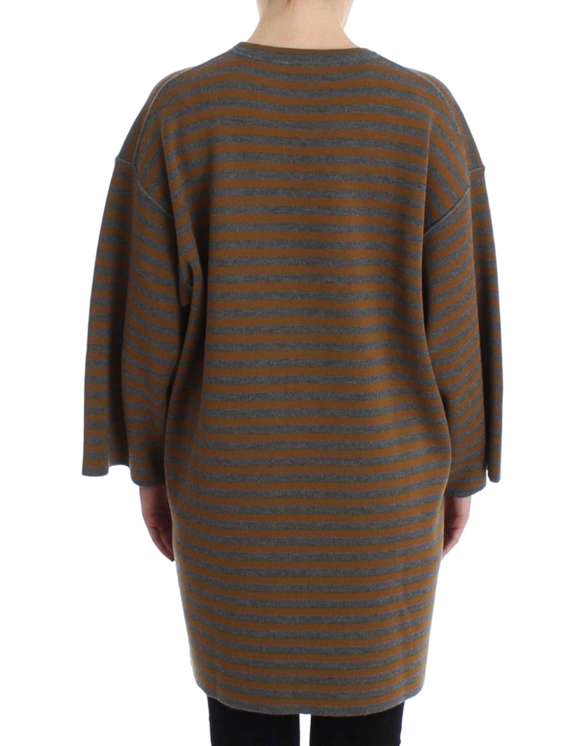 Dolce & Gabbana Oversized Gray Yellow Striped Sweater Top - PreLoved & Luxe