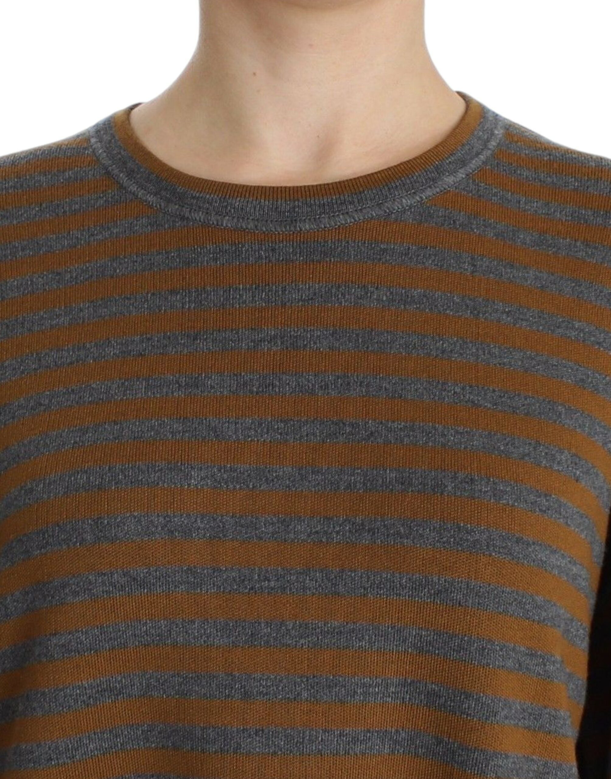 Dolce & Gabbana Oversized Gray Yellow Striped Sweater Top - PreLoved & Luxe