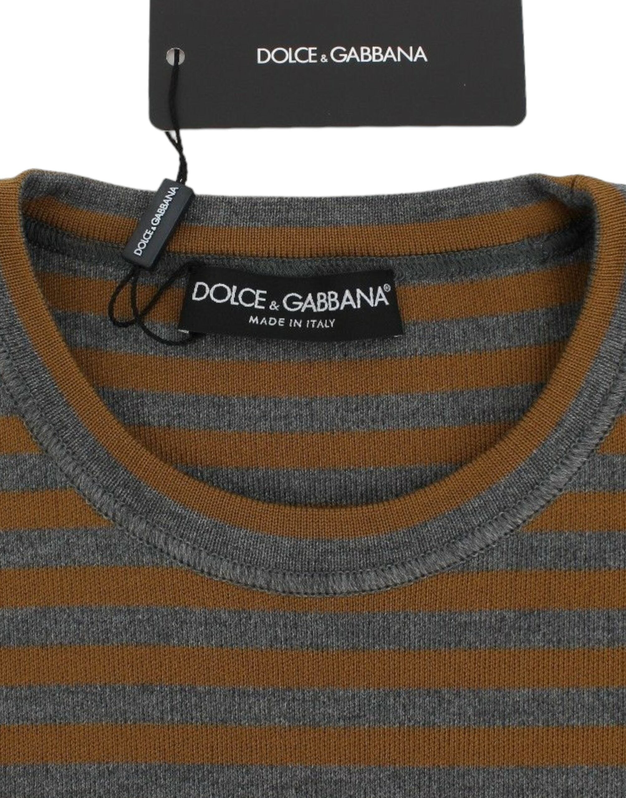 Dolce & Gabbana Oversized Gray Yellow Striped Sweater Top - PreLoved & Luxe