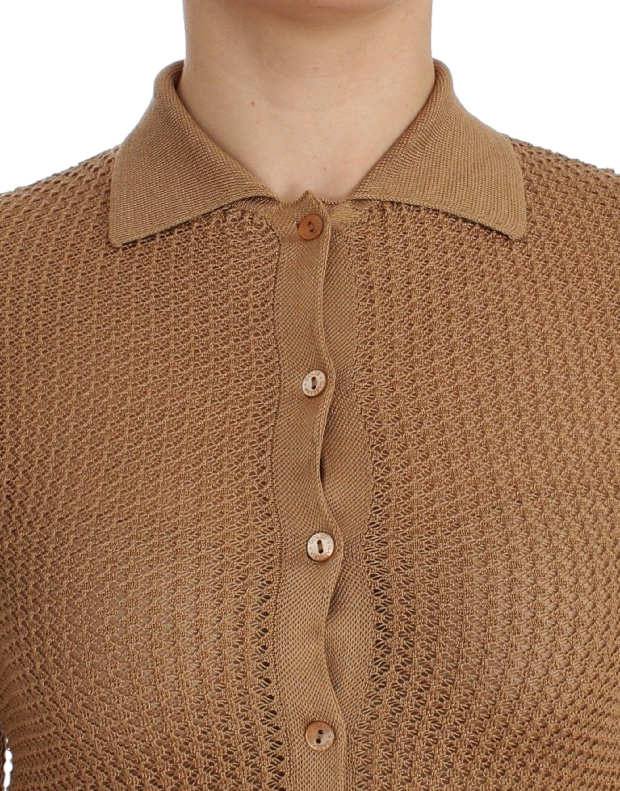 Dolce & Gabbana Beige Knitted Cotton Polo Cardigan Sweater - PreLoved & Luxe