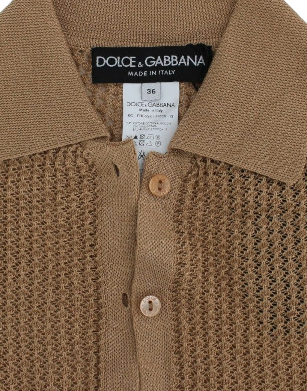 Dolce & Gabbana Beige Knitted Cotton Polo Cardigan Sweater - PreLoved & Luxe
