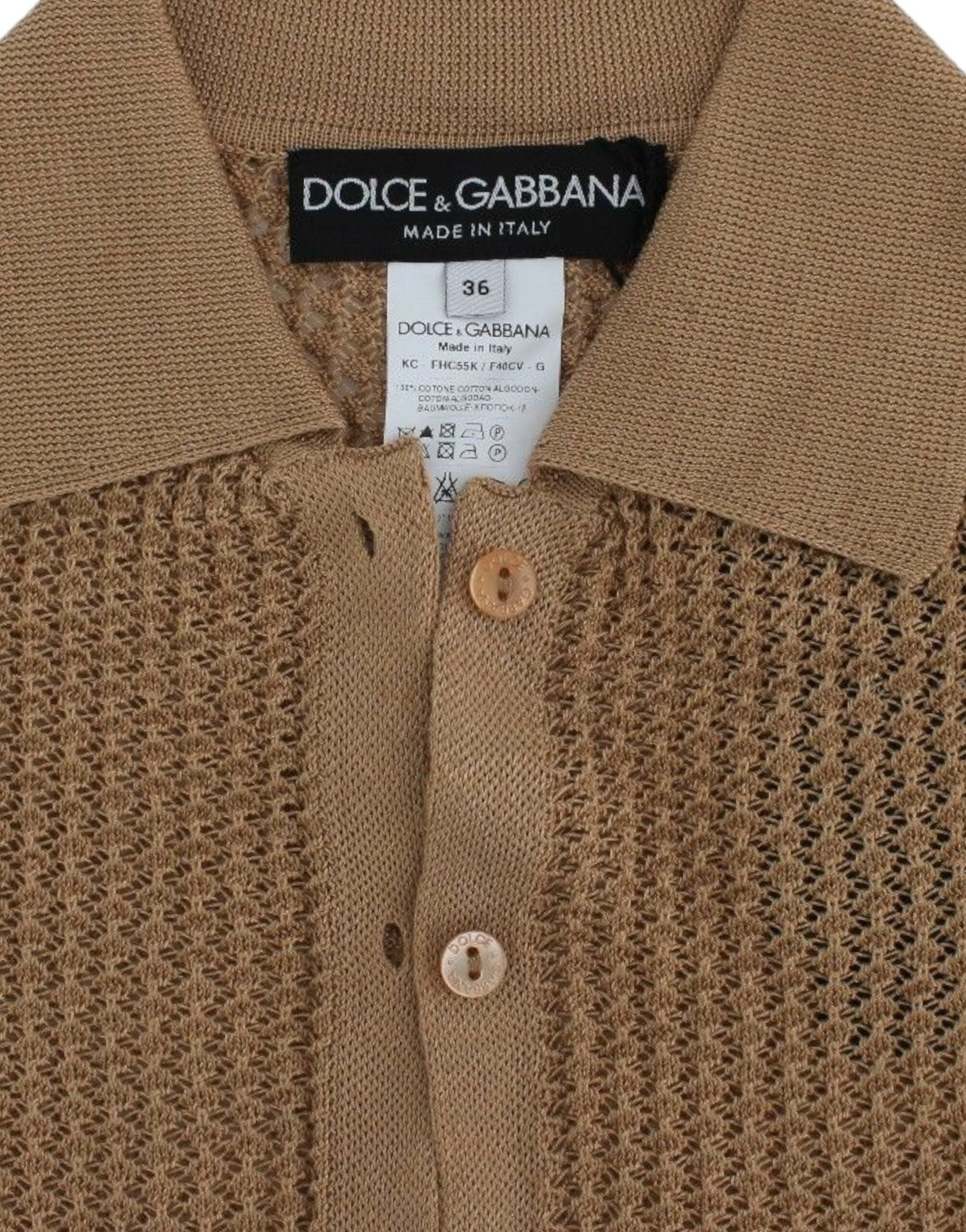 Dolce & Gabbana Beige Knitted Cotton Polo Cardigan Sweater - PreLoved & Luxe
