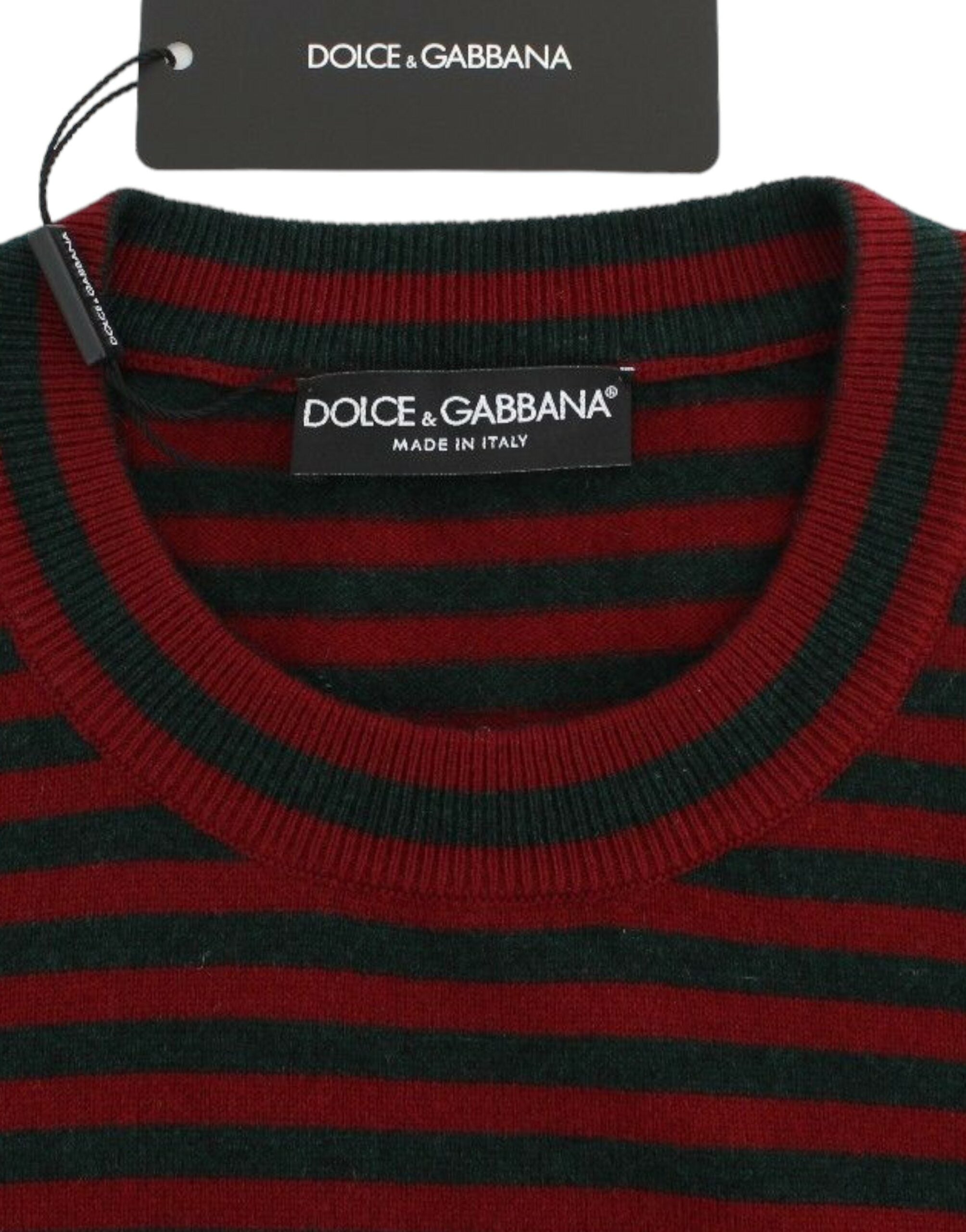 Dolce & Gabbana Red Gray Cashmere Short Sleeve Sweater - PreLoved & Luxe