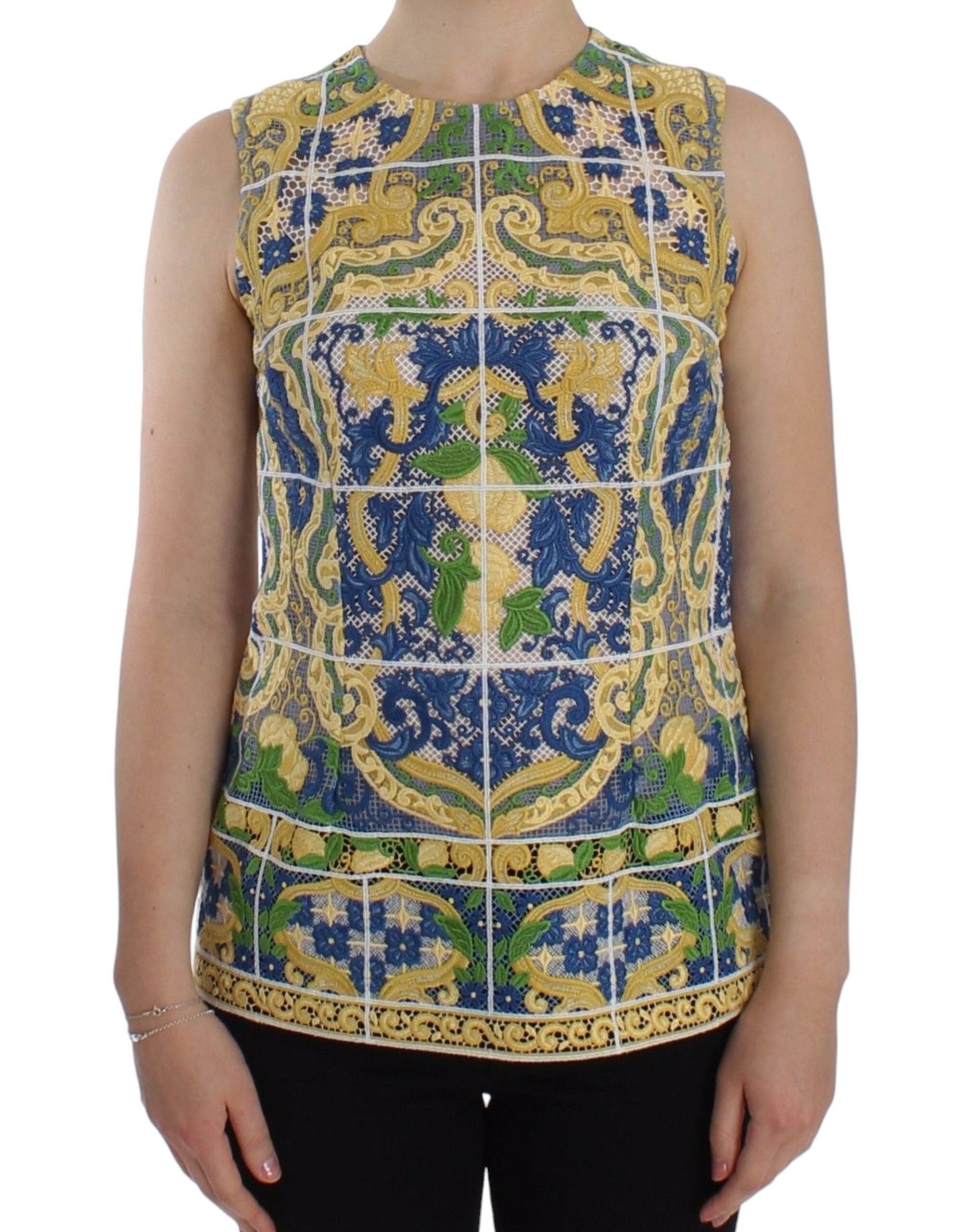 Dolce & Gabbana Multicolor Majolica Embroidered Sweater - PreLoved & Luxe