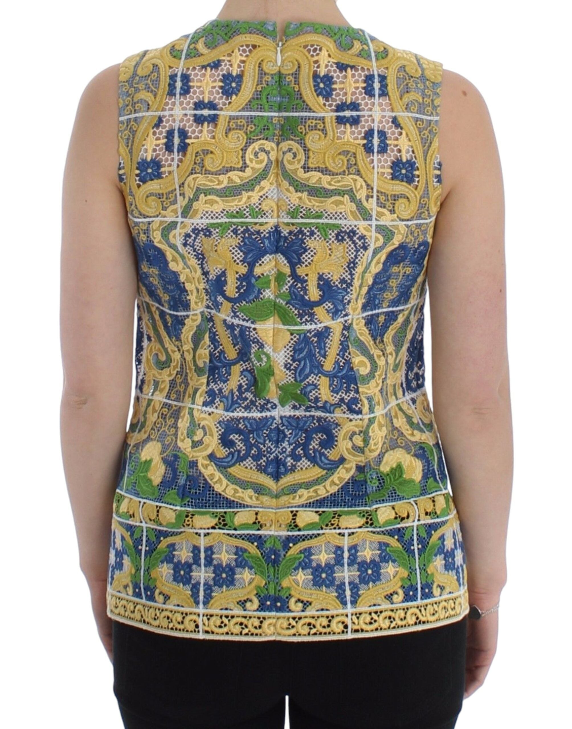 Dolce & Gabbana Multicolor Majolica Embroidered Sweater - PreLoved & Luxe