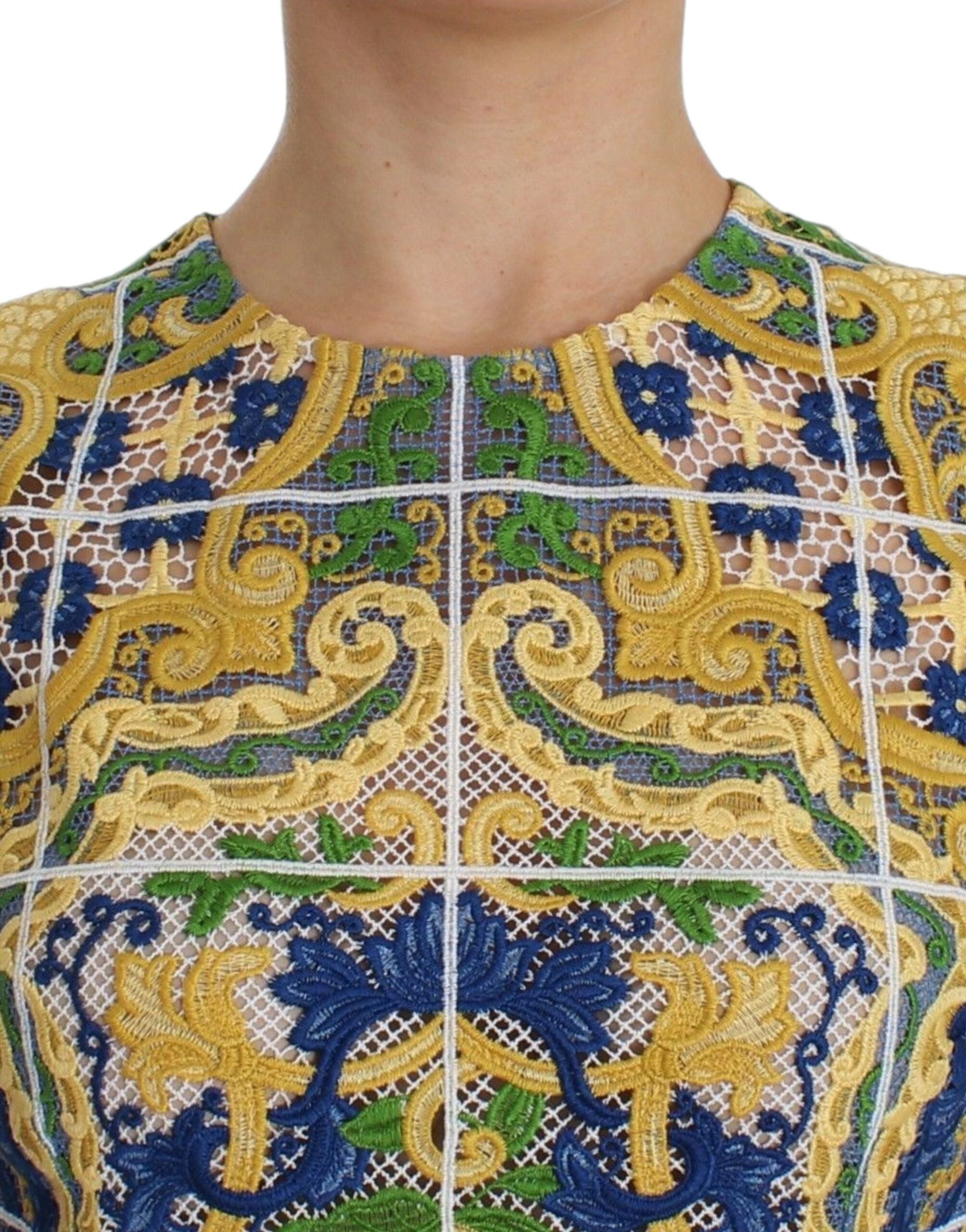 Dolce & Gabbana Multicolor Majolica Embroidered Sweater - PreLoved & Luxe