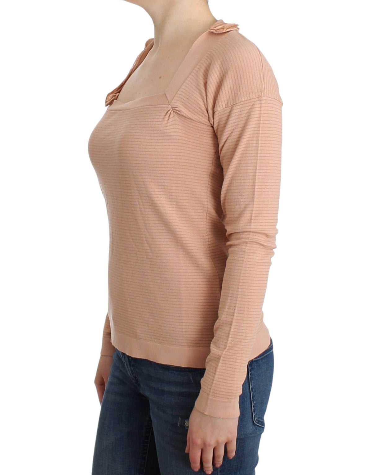 Ermanno Scervino Orange Wool Blend Striped Long Sleeve Top