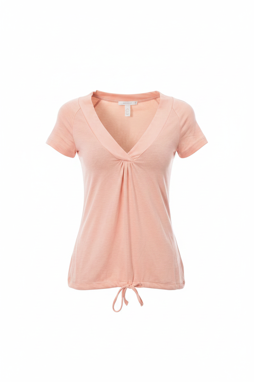 Trussardi Action Pink Cotton V-Neck Top