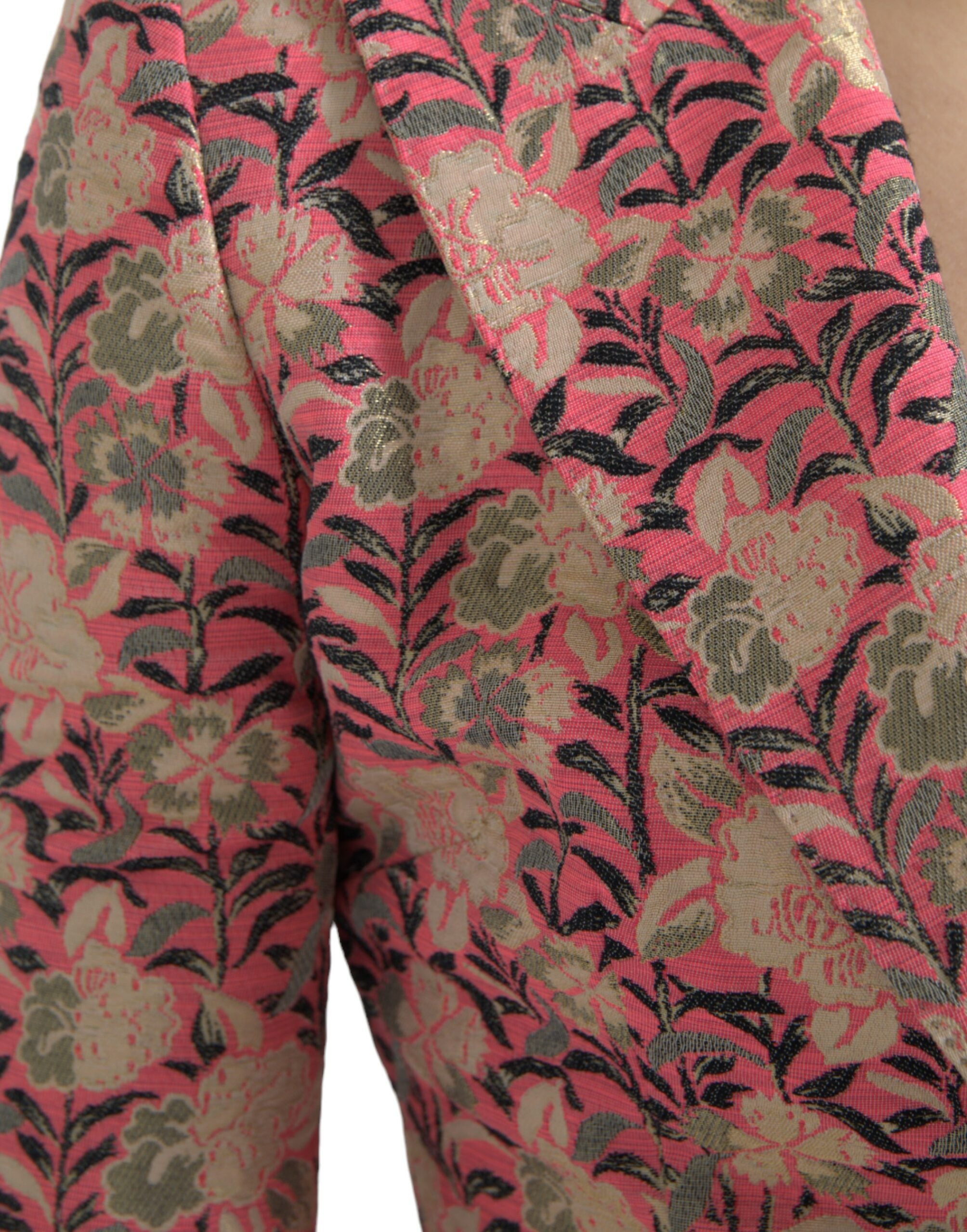 Dolce & Gabbana Pink Floral Jacquard Slim Fit 2 Piece Suit