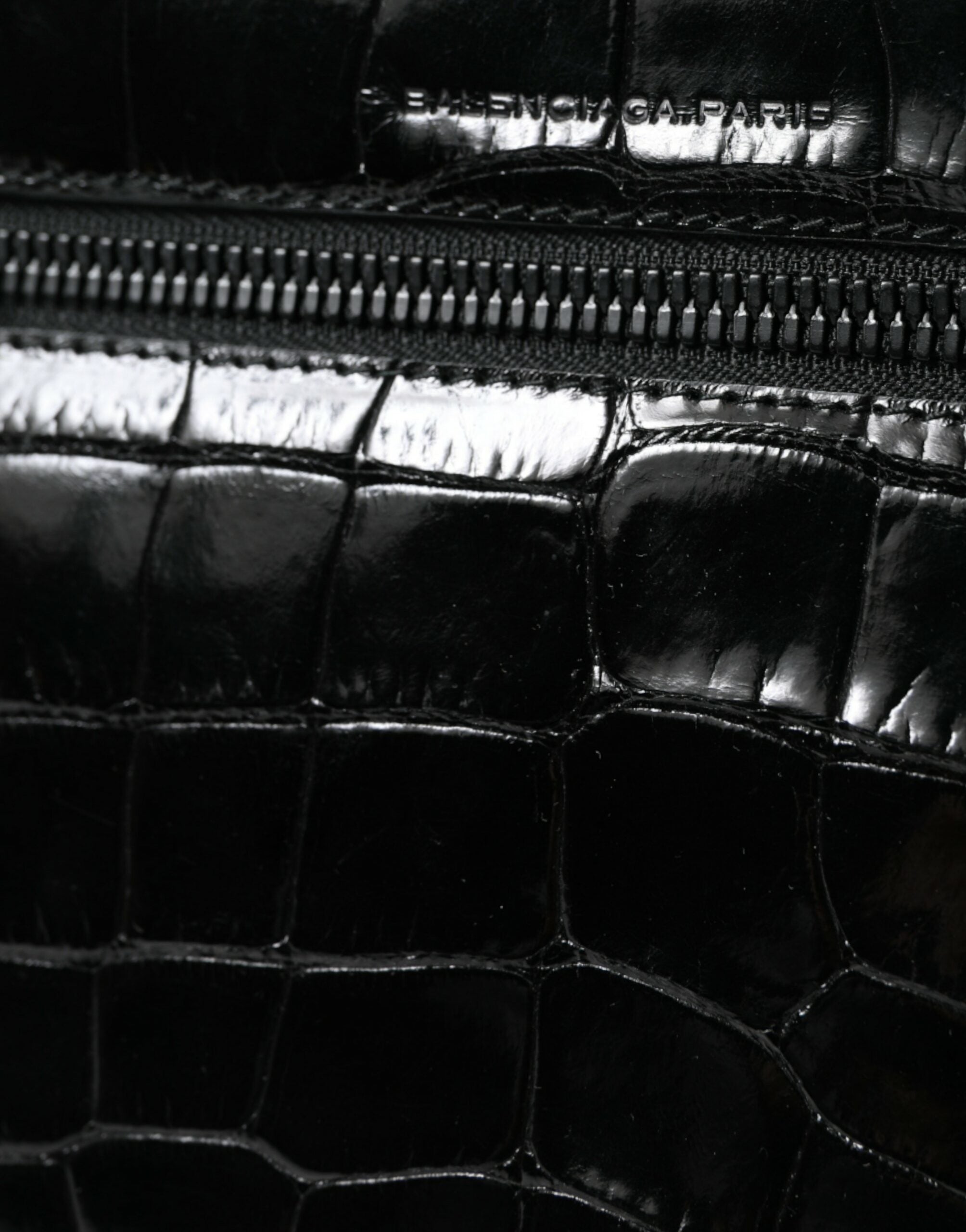 Balenciaga Black Exotic Leather Shoulder Crossbody Camera Bag