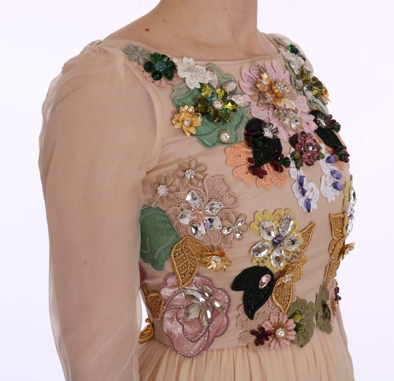 Dolce & Gabbana Pink Silk Floral Crystal Maxi Gown Dress - PreLoved & Luxe
