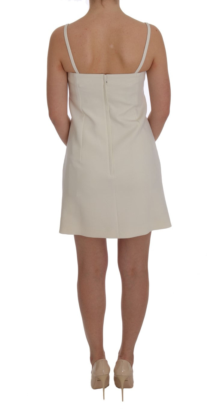 Dolce & Gabbana White Wool Stretch Brooch Shift Dress - PreLoved & Luxe