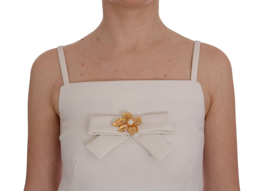 Dolce & Gabbana White Wool Stretch Brooch Shift Dress - PreLoved & Luxe