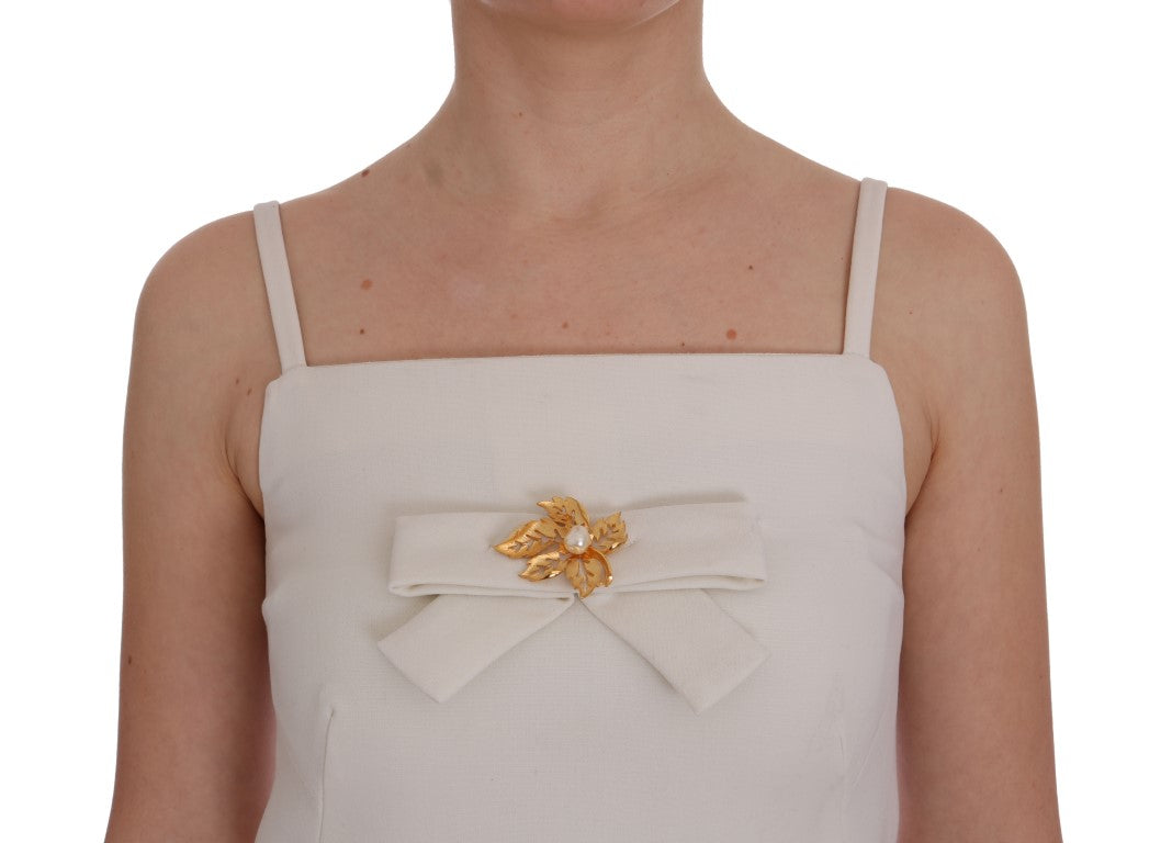 Dolce & Gabbana White Wool Stretch Brooch Shift Dress - PreLoved & Luxe