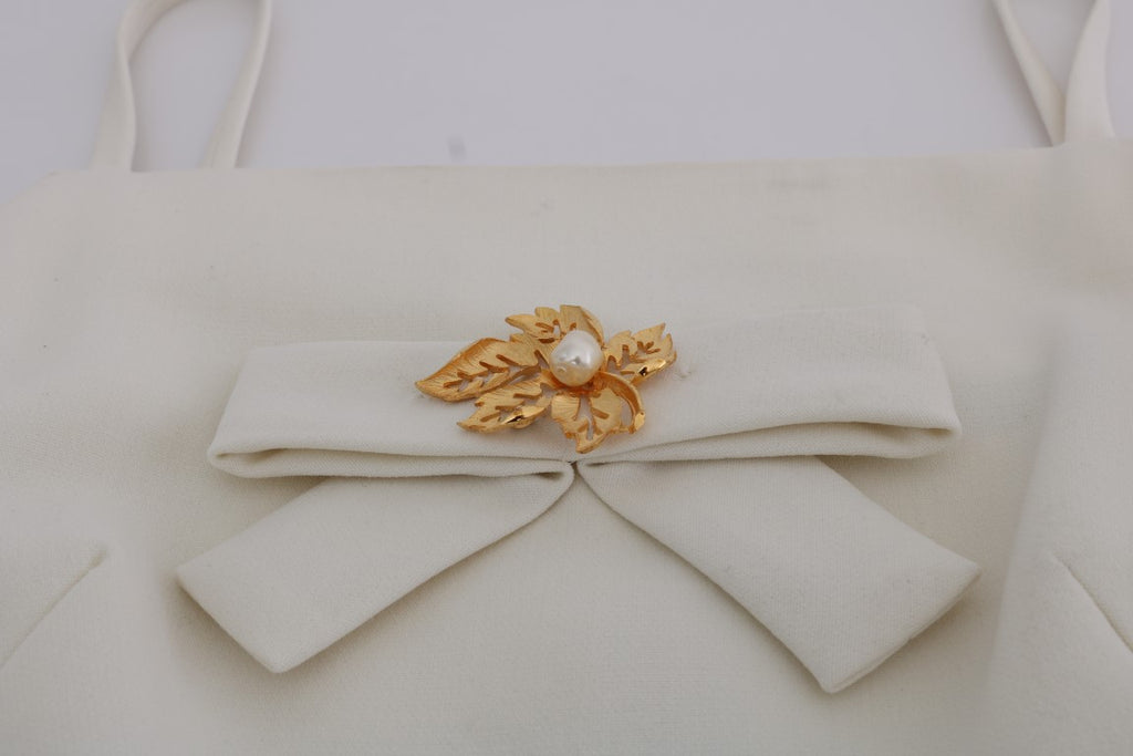 Dolce & Gabbana White Wool Stretch Brooch Shift Dress - PreLoved & Luxe