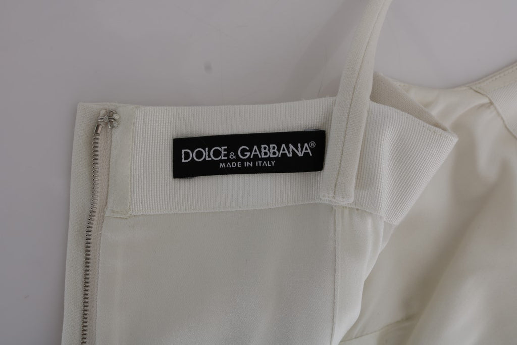 Dolce & Gabbana White Wool Stretch Brooch Shift Dress - PreLoved & Luxe