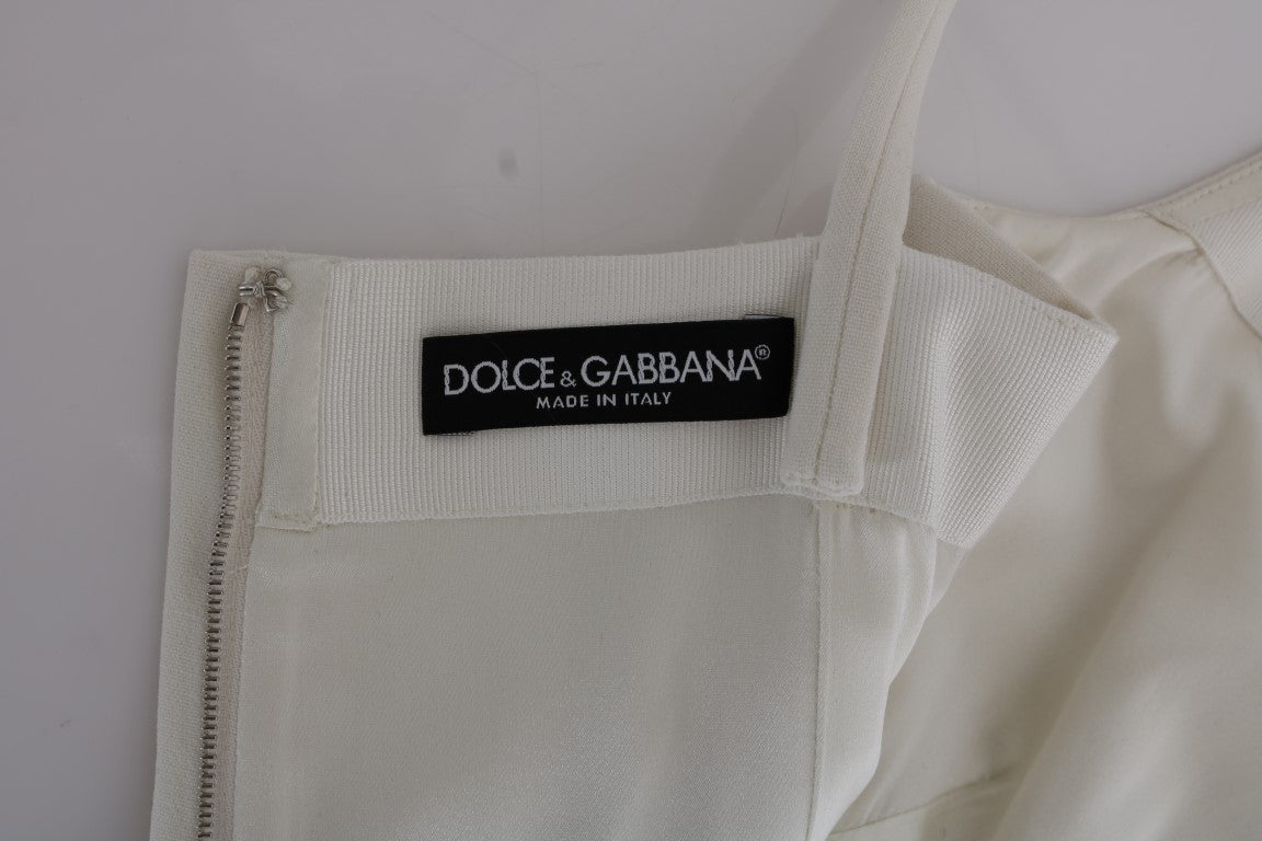 Dolce & Gabbana White Wool Stretch Brooch Shift Dress - PreLoved & Luxe