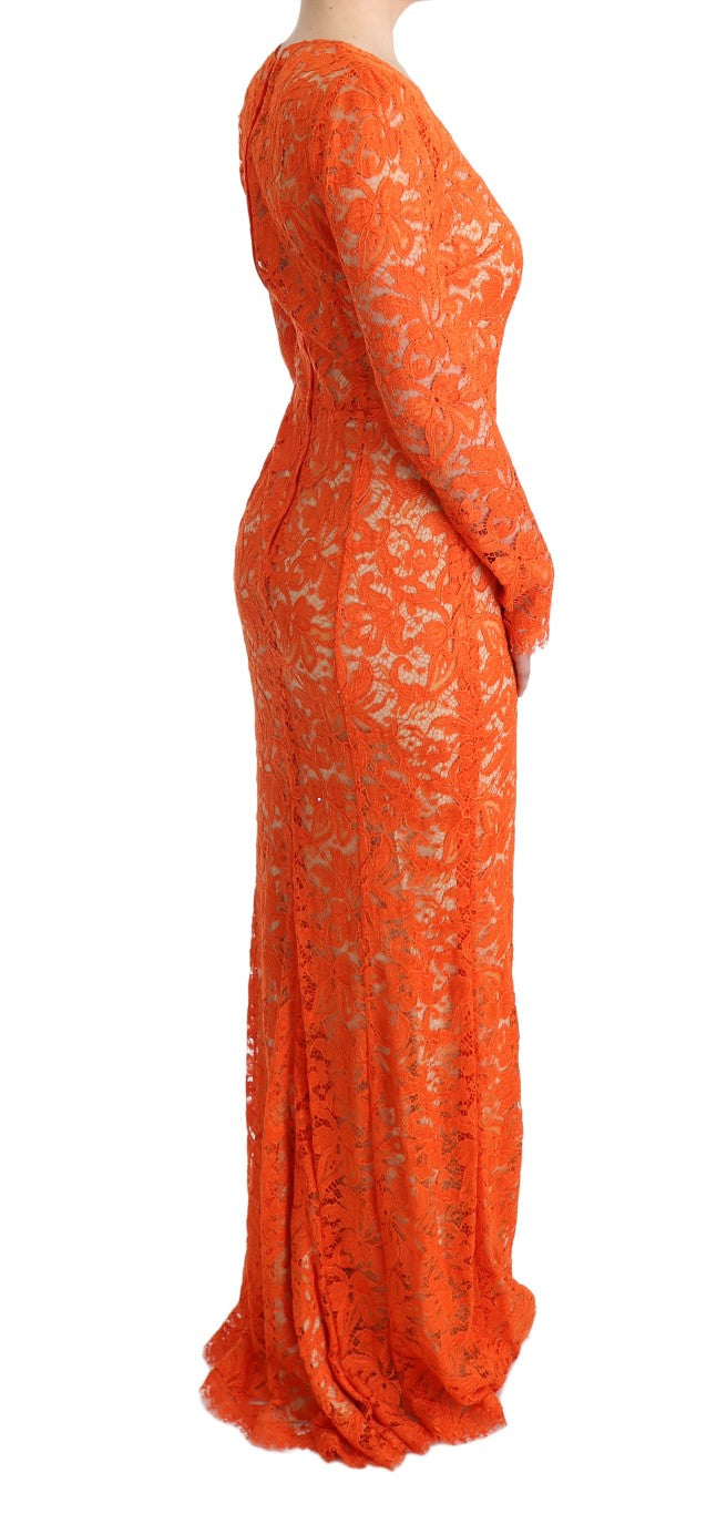 Dolce & Gabbana Orange Floral Ricamo Sheath Long Dress - PreLoved & Luxe