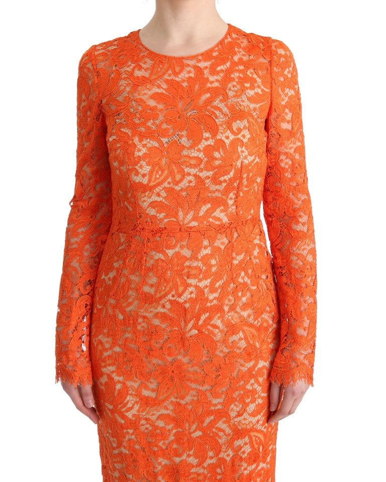 Dolce & Gabbana Orange Floral Ricamo Sheath Long Dress - PreLoved & Luxe
