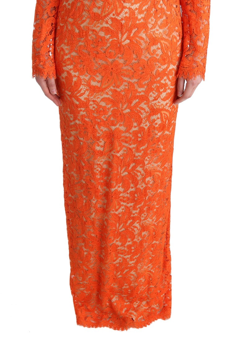 Dolce & Gabbana Orange Floral Ricamo Sheath Long Dress - PreLoved & Luxe