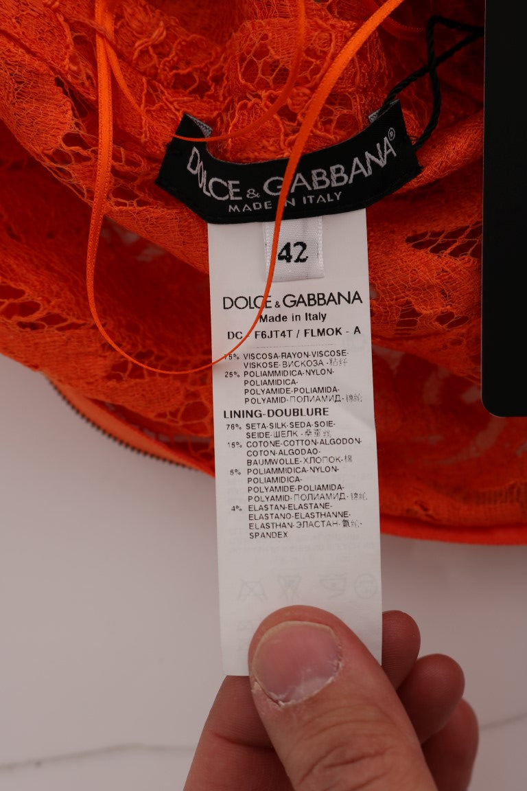 Dolce & Gabbana Orange Floral Ricamo Sheath Long Dress - PreLoved & Luxe
