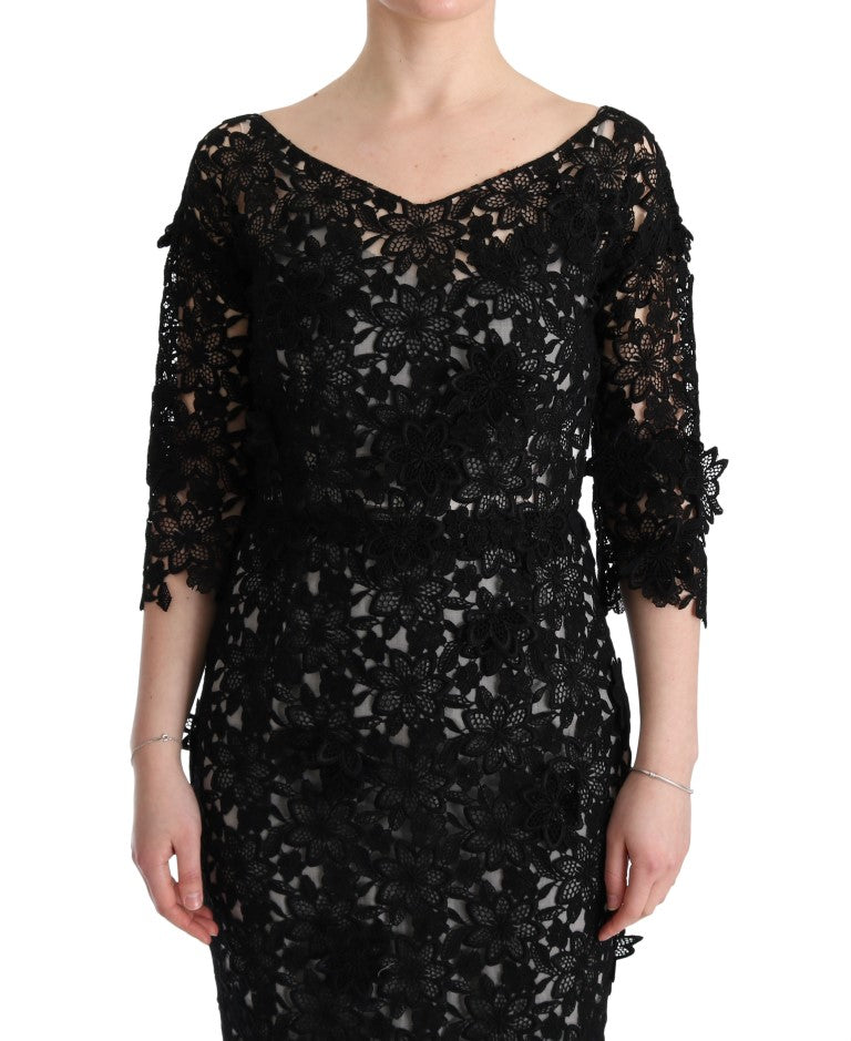 Dolce & Gabbana Black Cotton Silk Floral Long Dress - PreLoved & Luxe