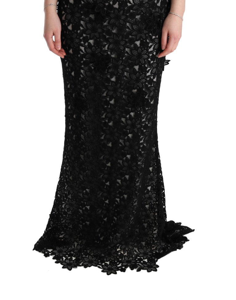 Dolce & Gabbana Black Cotton Silk Floral Long Dress - PreLoved & Luxe