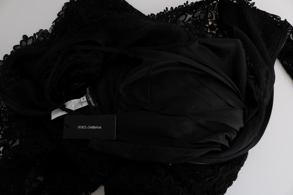 Dolce & Gabbana Black Floral Ricamo Sheath Long Dress - PreLoved & Luxe