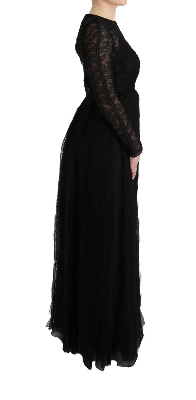 Dolce & Gabbana Black Floral Lace Sheath Silk Dress - PreLoved & Luxe