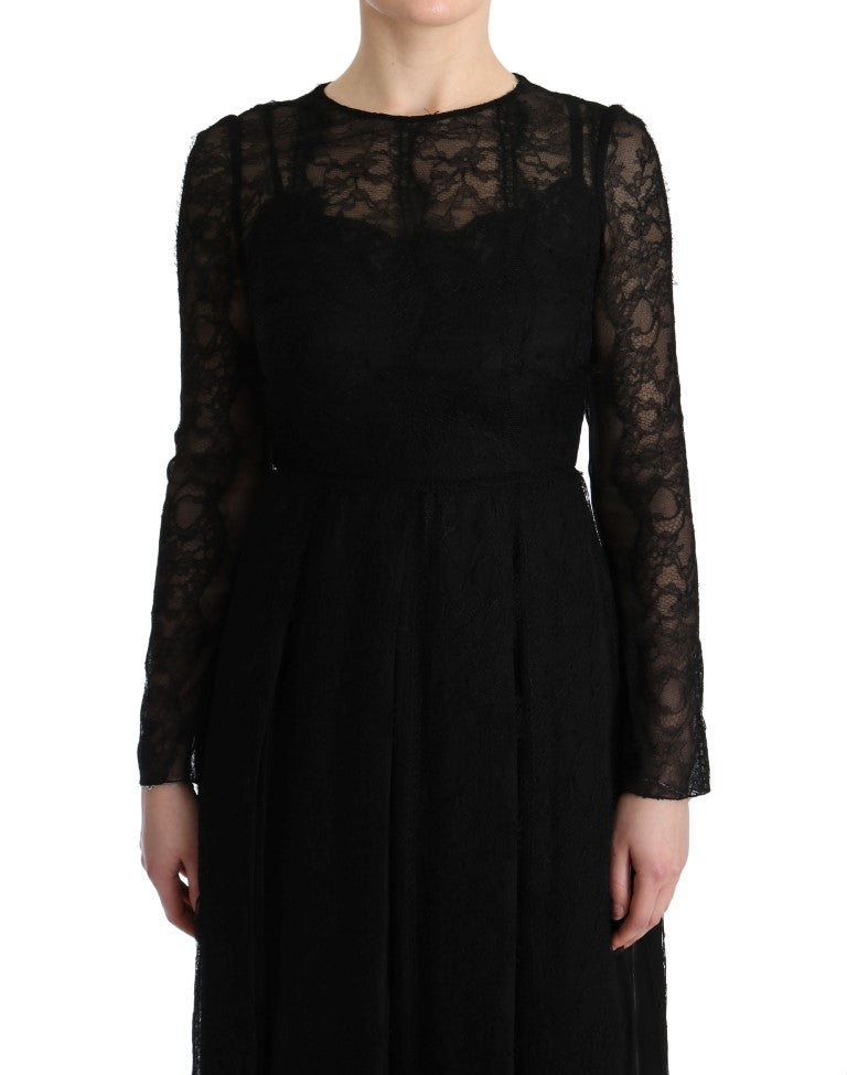 Dolce & Gabbana Black Floral Lace Sheath Silk Dress - PreLoved & Luxe