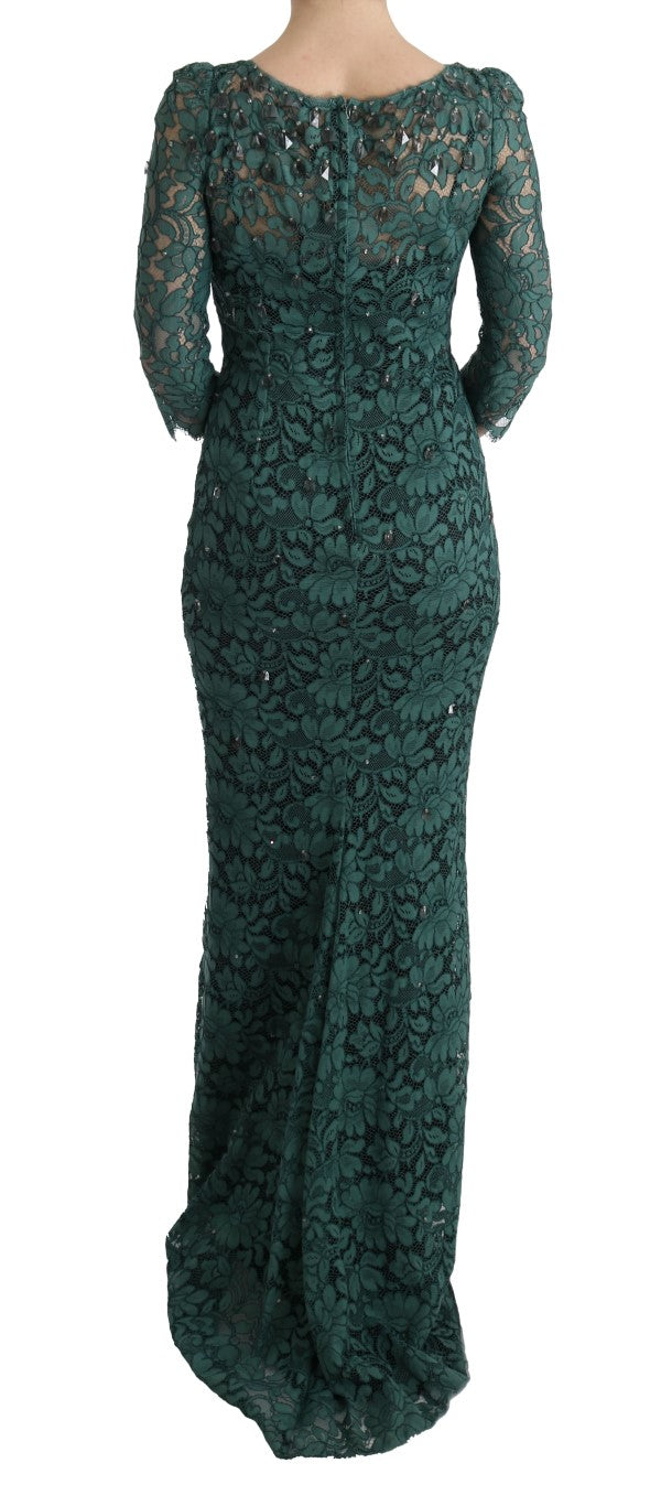 Dolce & Gabbana Green Floral Crystal Ricamo Sheath Dress - PreLoved & Luxe