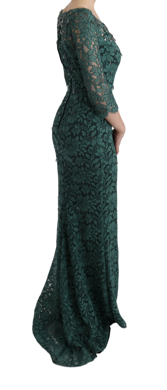 Dolce & Gabbana Green Floral Crystal Ricamo Sheath Dress - PreLoved & Luxe