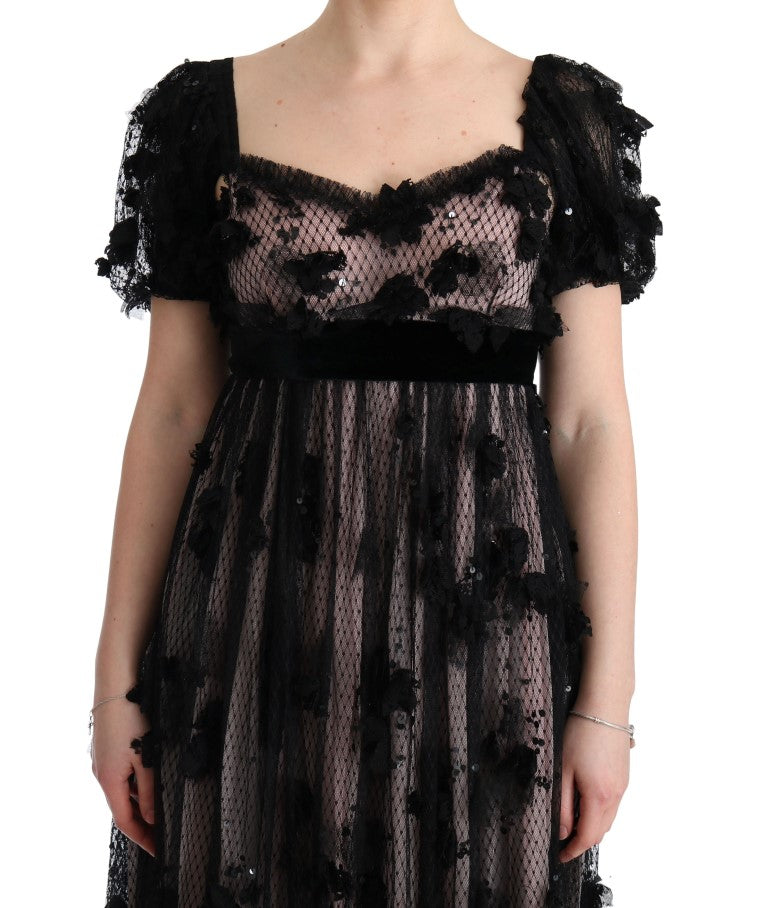 Dolce & Gabbana Black Pink Silk Applique Shift Dress - PreLoved & Luxe