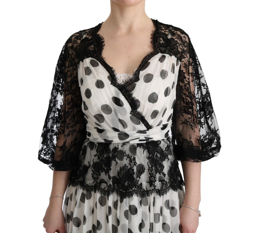 Dolce & Gabbana Black White Polka Dotted Floral Dress - PreLoved & Luxe