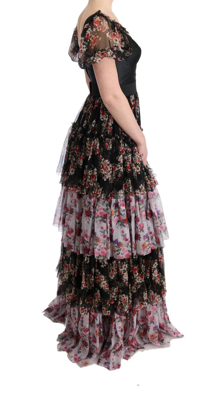 Dolce & Gabbana Multicolor Silk Stretch Floral Shift Long Dress - PreLoved & Luxe