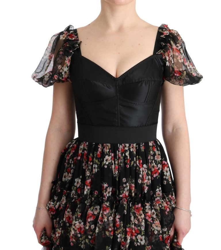 Dolce & Gabbana Multicolor Silk Stretch Floral Shift Long Dress - PreLoved & Luxe