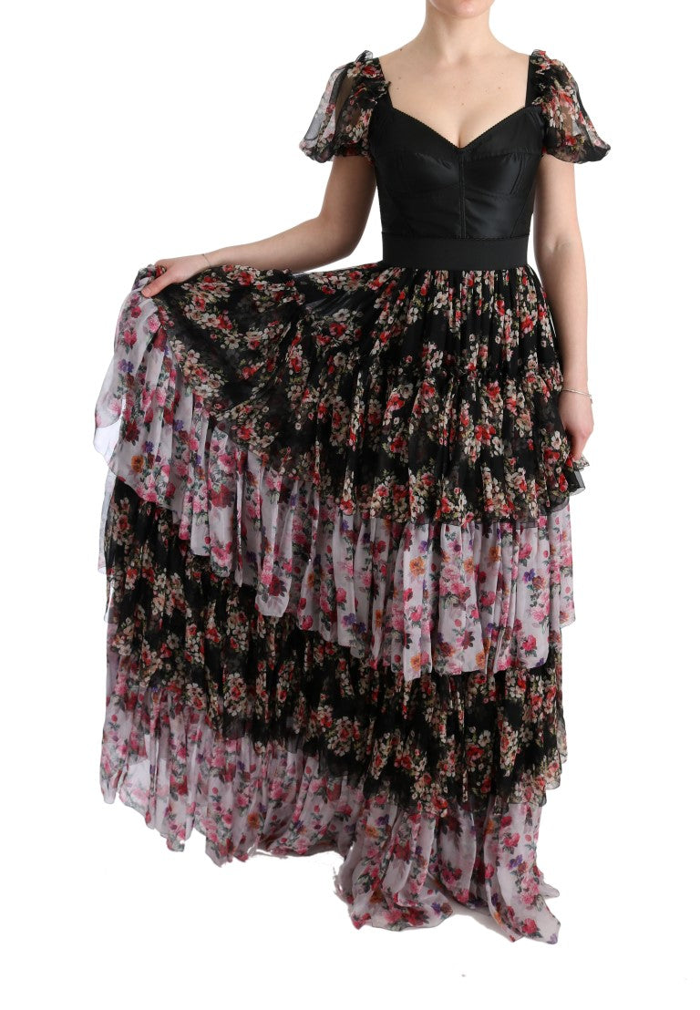 Dolce & Gabbana Multicolor Silk Stretch Floral Shift Long Dress - PreLoved & Luxe