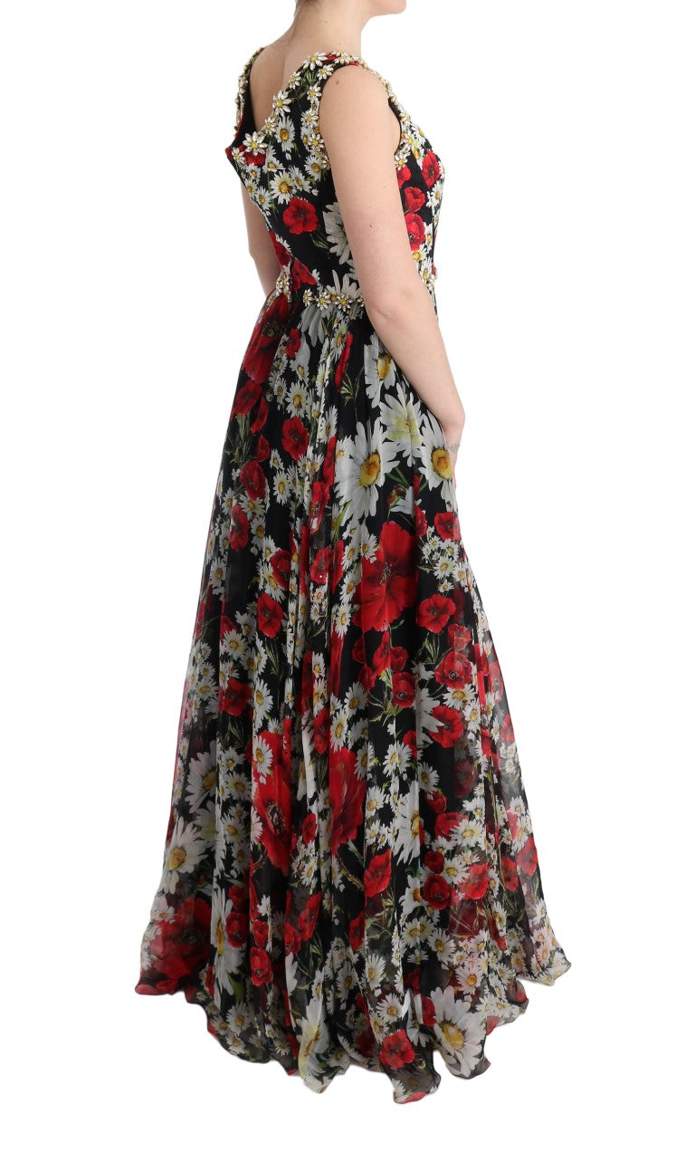 Dolce & Gabbana Multicolor Silk Floral Crystal Long Maxi Dress - PreLoved & Luxe