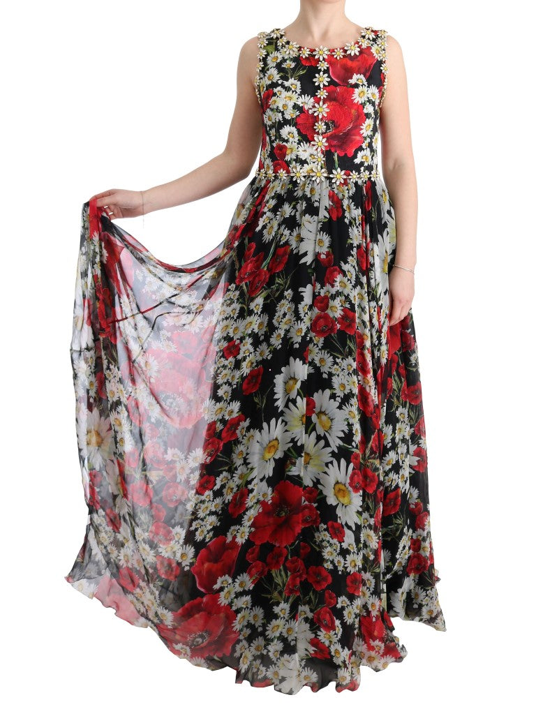 Dolce & Gabbana Multicolor Silk Floral Crystal Long Maxi Dress - PreLoved & Luxe