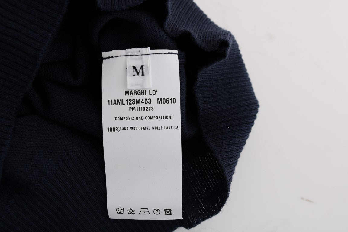 MARGHI LO' Blue 100% Lana Wool Blouse Top