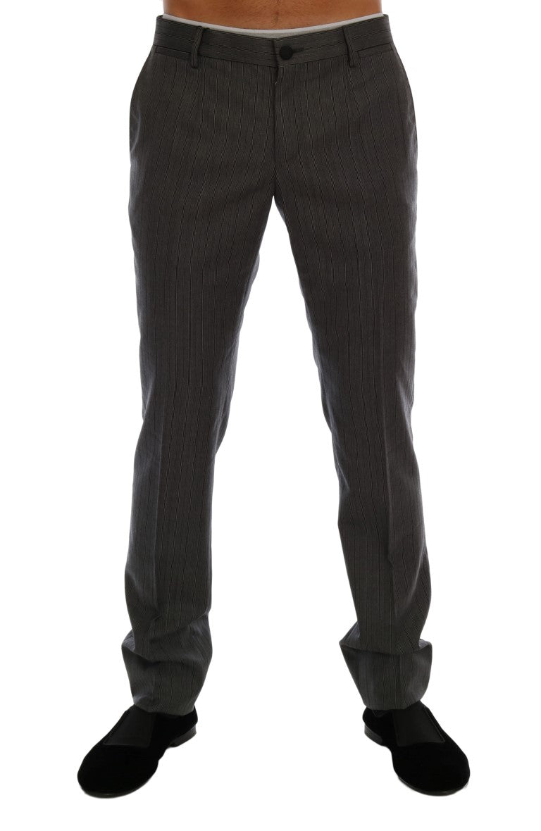 Dolce & Gabbana Gray Wool Striped Formal Pants - PreLoved & Luxe