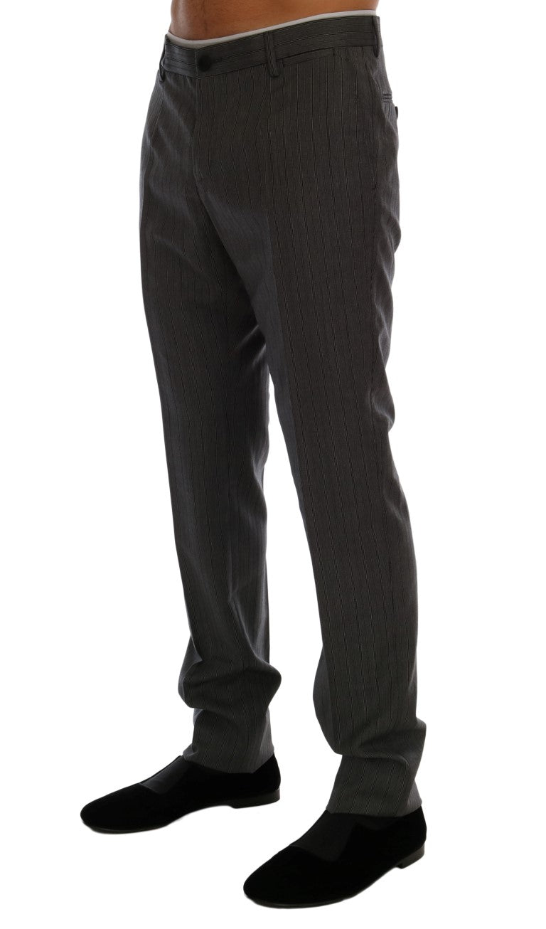Dolce & Gabbana Gray Wool Striped Formal Pants - PreLoved & Luxe
